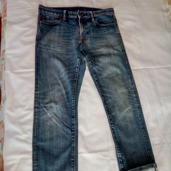 Uniqlo straight slim cropped distressed jeans - Picture 1 of 5